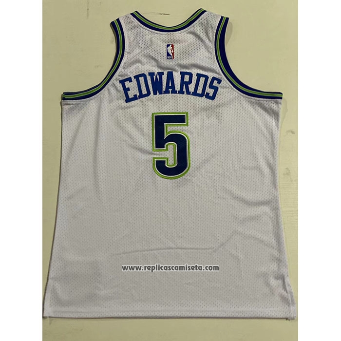Camiseta Minnesota Timberwolves Anthony Edwards #5 Mitchell & Ness 2023-2024 Blanco